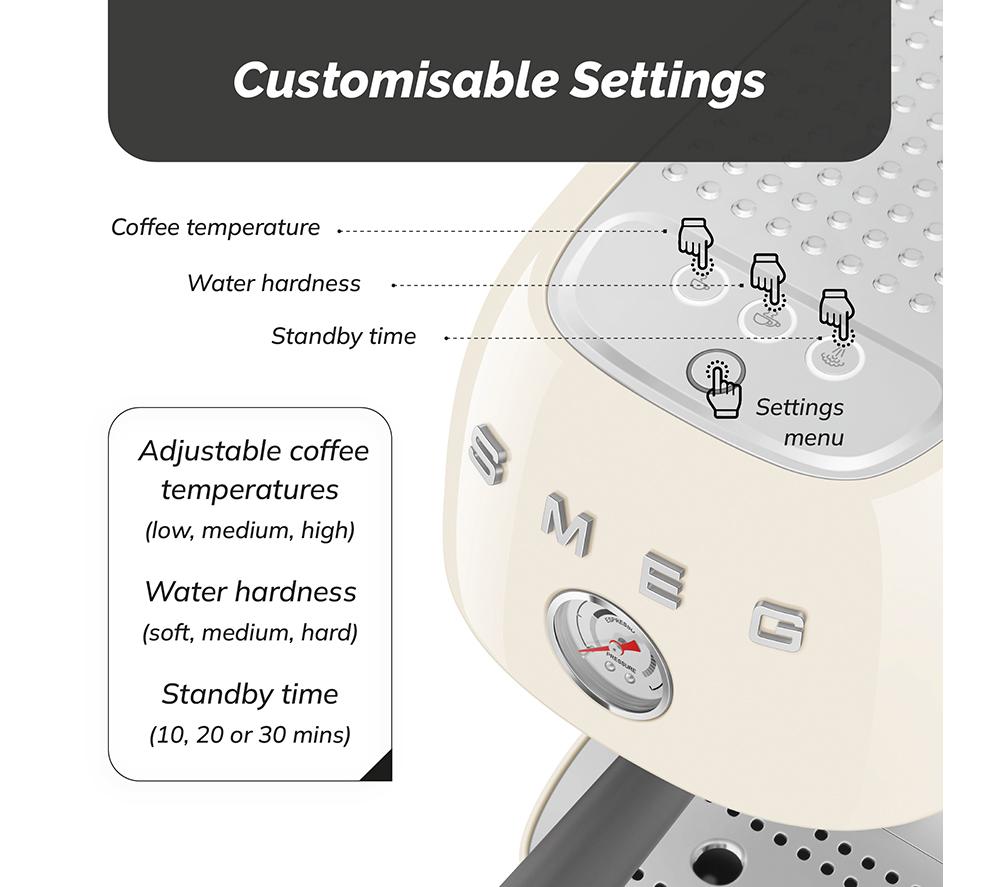 SMEG Espresso with Cold Brew ECF03 Coffee Machine &ndash; Cream image number 4 of 10