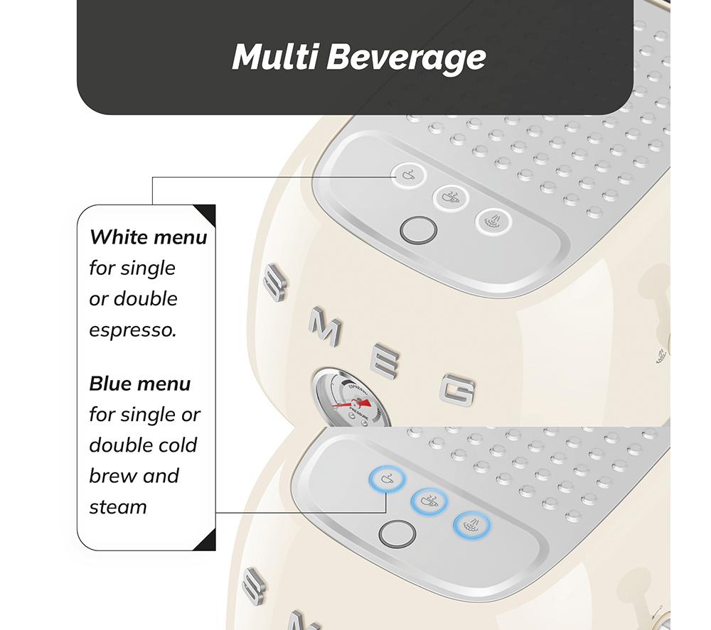SMEG Espresso with Cold Brew ECF03 Coffee Machine &ndash; Cream image number 6 of 10