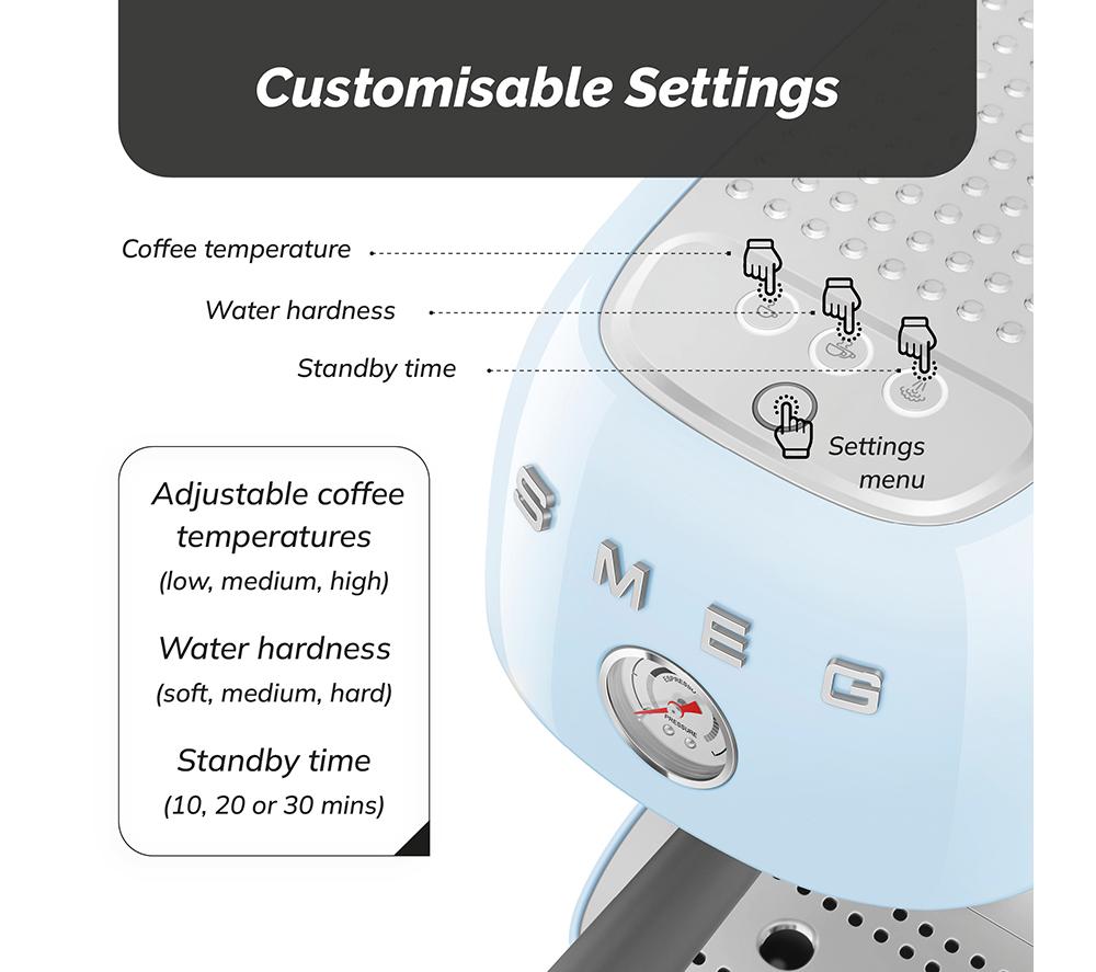 SMEG Espresso with Cold Brew ECF03 Coffee Machine &ndash; Pastel Blue image number 4 of 10