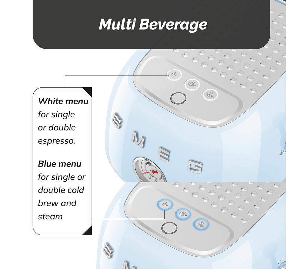 SMEG Espresso with Cold Brew ECF03 Coffee Machine &ndash; Pastel Blue image number 6 of 10