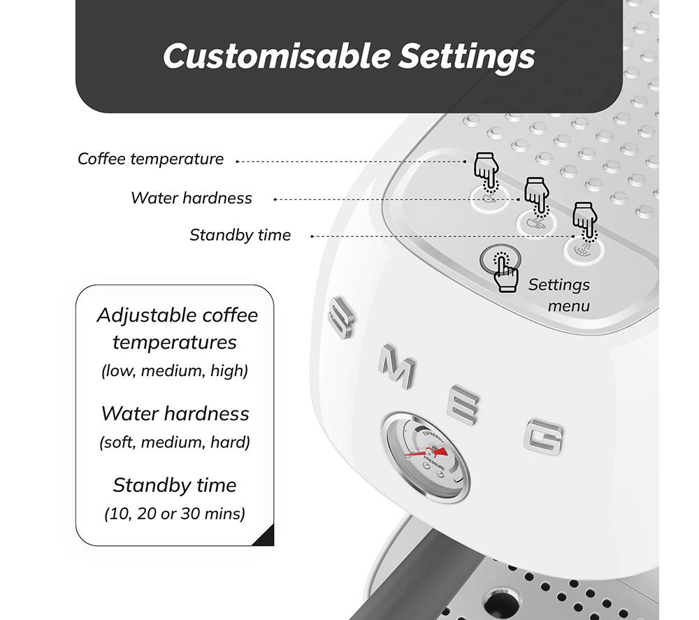 SMEG Espresso with Cold Brew ECF03 Coffee Machine &ndash; White image number 4 of 10