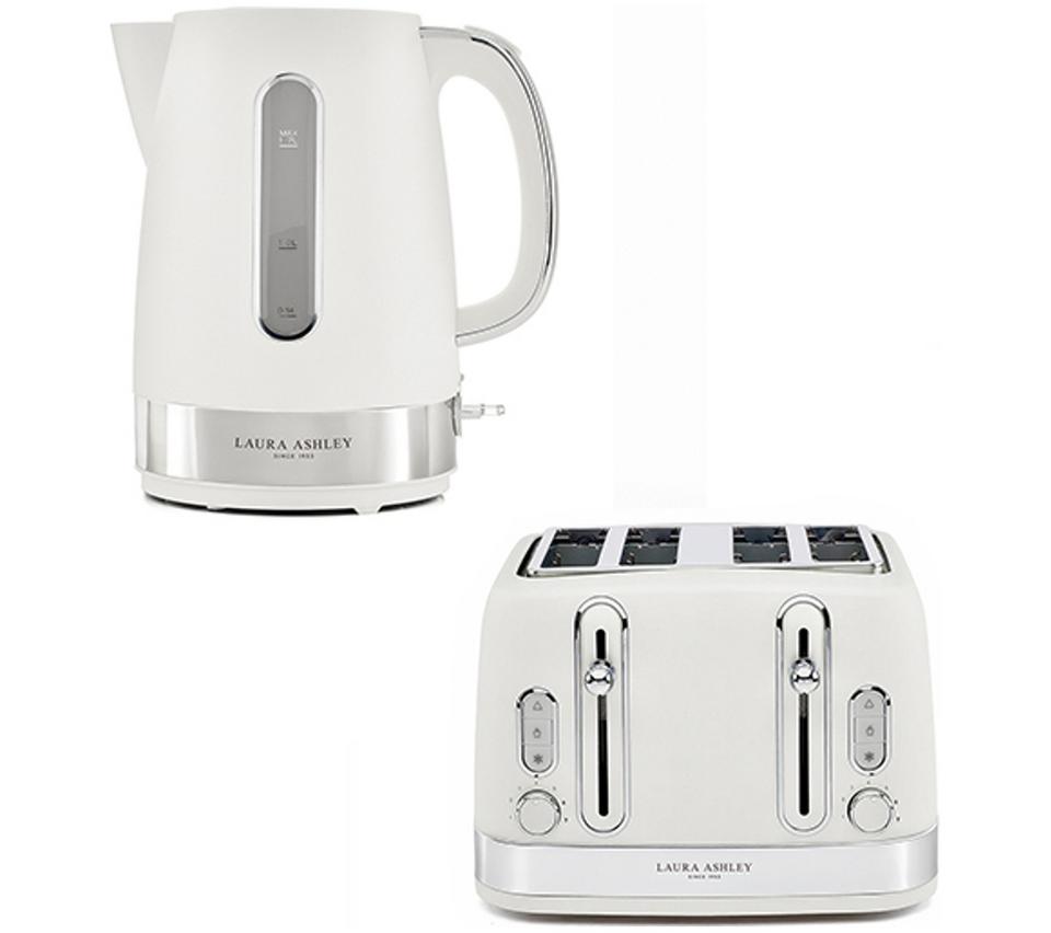 VQ Laura Ashley EEJB310 4-Slice Toaster & Jug Kettle Bundle - Cotton White