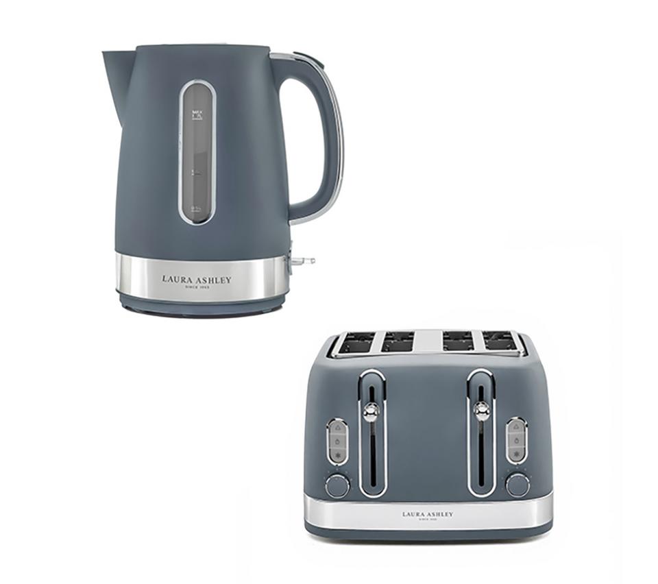 VQ Laura Ashley EEJB489 4-Slice Toaster & Jug Kettle Bundle - Dark Slate