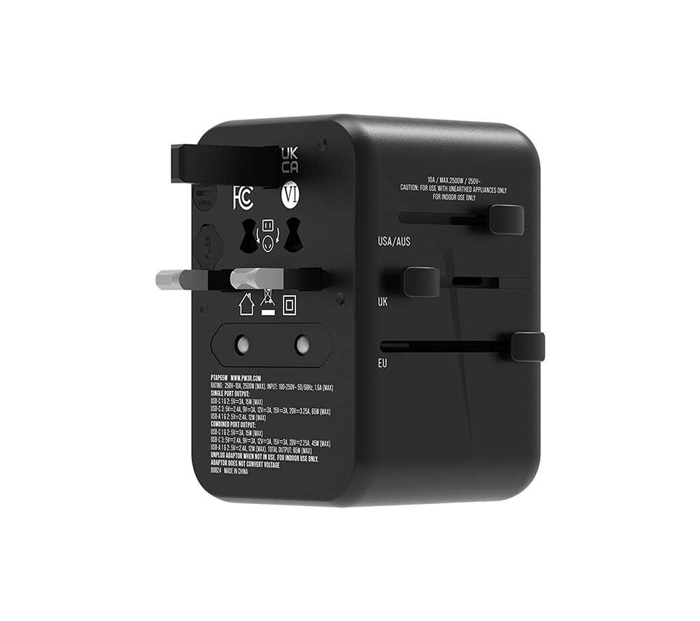 PW3R PTAP65W USB Type-C GaN Travel Charger - Black image number 5 of 9