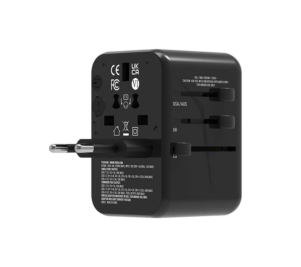PW3R PTAP65W USB Type-C GaN Travel Charger - Black image number 6 of 9
