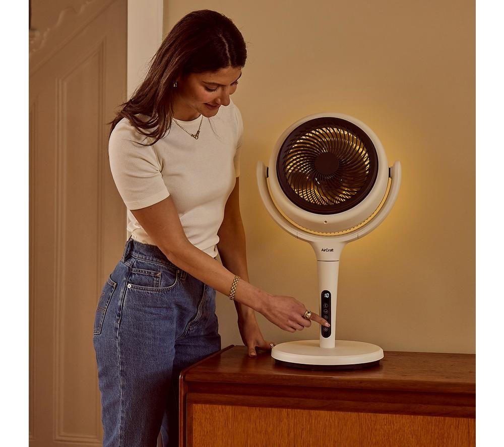 AIRCRAFT HOME LUME MIDI Quiet Air Circulator 8" Pedestal Fan - Stone White image number 3 of 9