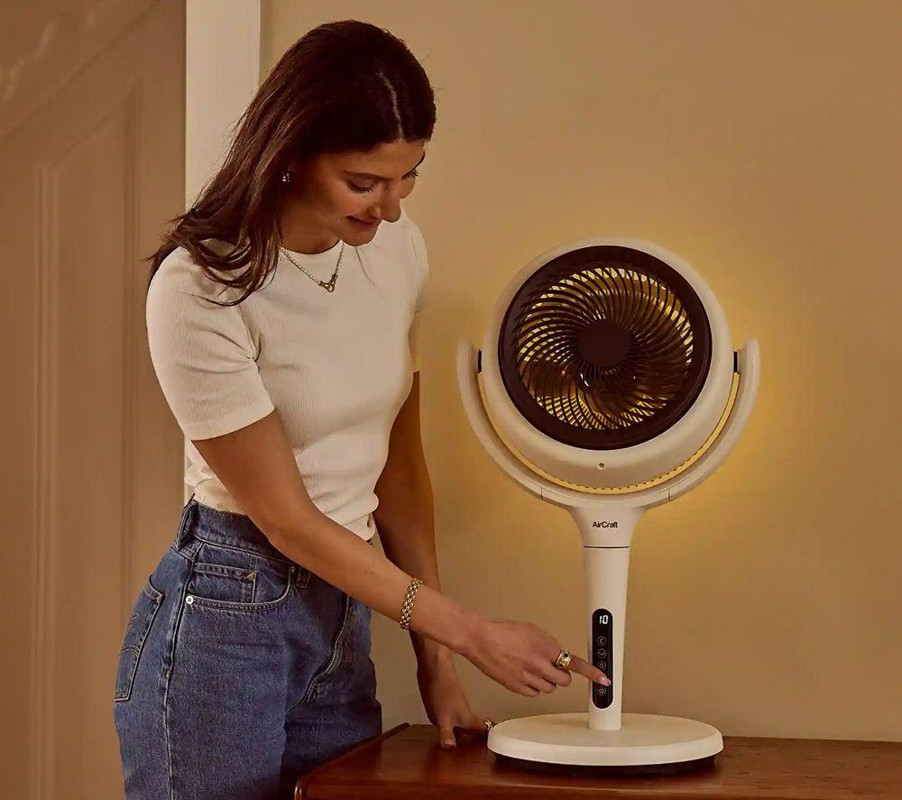 AIRCRAFT HOME LUME MIDI Quiet Air Circulator 8" Pedestal Fan - Stone White image number 5 of 9