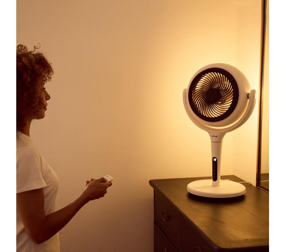AIRCRAFT HOME LUME MIDI Quiet Air Circulator 8" Pedestal Fan - Stone White image number 7 of 9