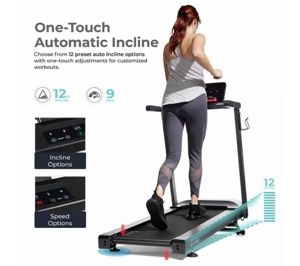 SUNNY HEALTH Auto Incline Foldable Smart Bluetooth Treadmill - Black image number 4 of 5