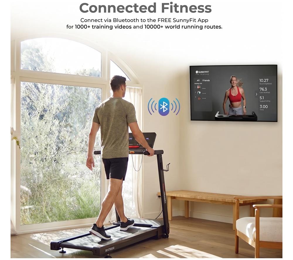 SUNNY HEALTH Auto Incline Foldable Smart Bluetooth Treadmill - Black image number 8 of 11