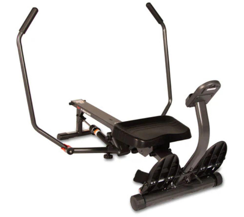Sunny Health Smart Compact Full Motion Rowing Machine - Black & Red, Red,Black