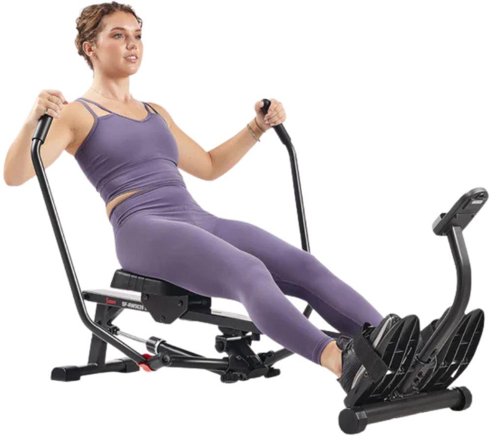 SUNNY HEALTH Smart Compact Full Motion Rowing Machine - Black & Red image number 2 of 4