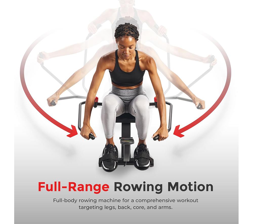 SUNNY HEALTH Smart Compact Full Motion Rowing Machine - Black & Red image number 5 of 11