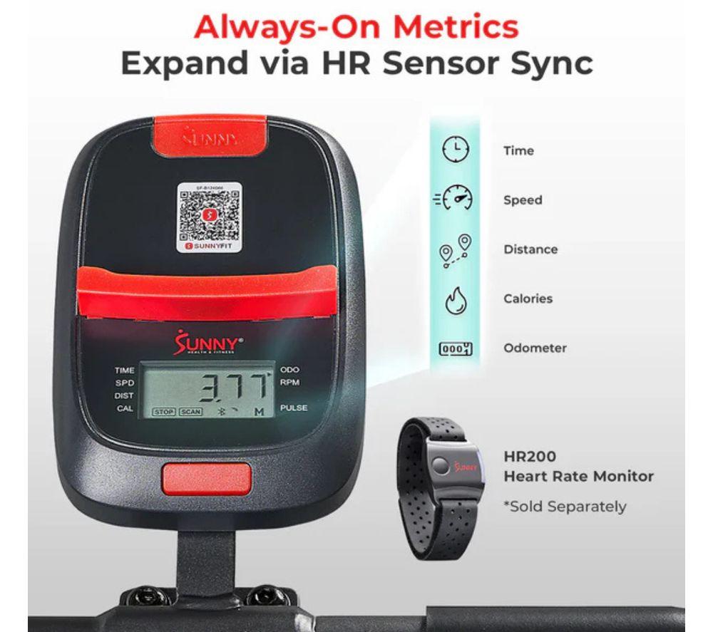 SUNNY HEALTH Active 100 Smart Bluetooth Magnetic Cycling Exercise Bike - Black image number 2 of 6