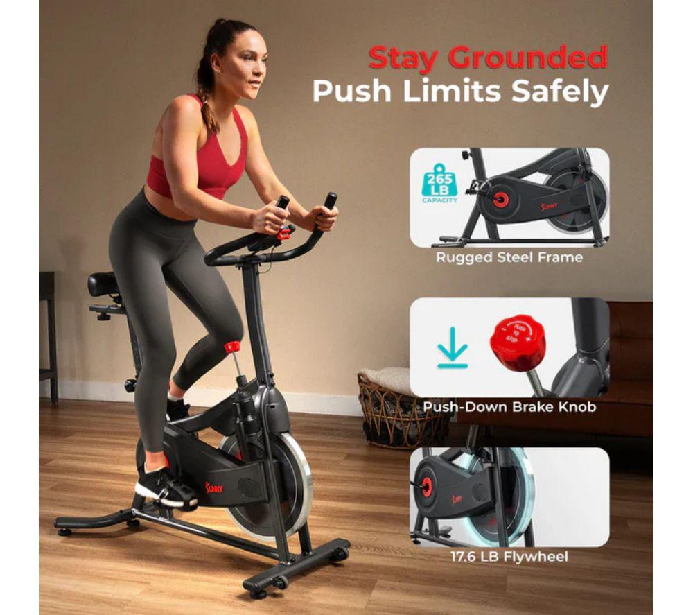 SUNNY HEALTH Active 100 Smart Bluetooth Magnetic Cycling Exercise Bike - Black image number 3 of 6