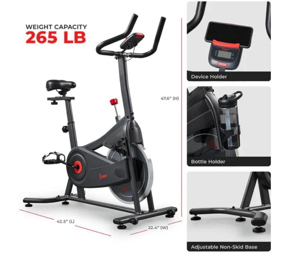 SUNNY HEALTH Active 100 Smart Bluetooth Magnetic Cycling Exercise Bike - Black image number 5 of 6
