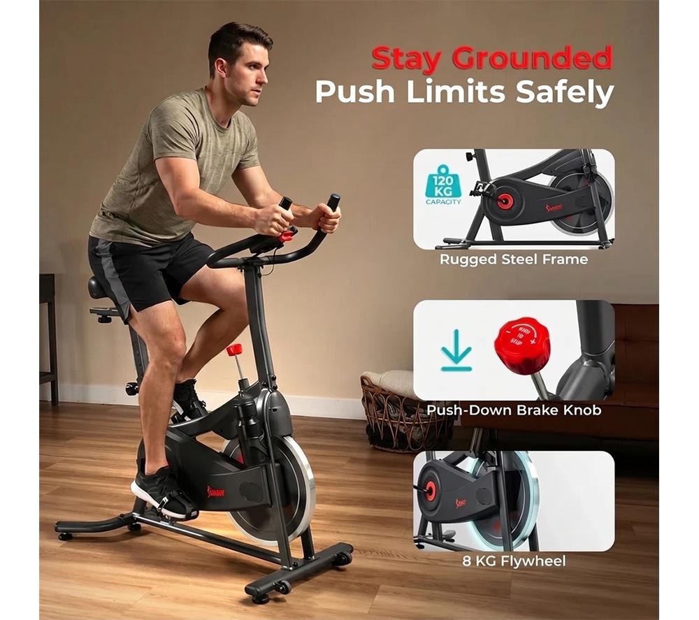 SUNNY HEALTH Active 100 Smart Bluetooth Magnetic Cycling Exercise Bike - Black image number 7 of 12