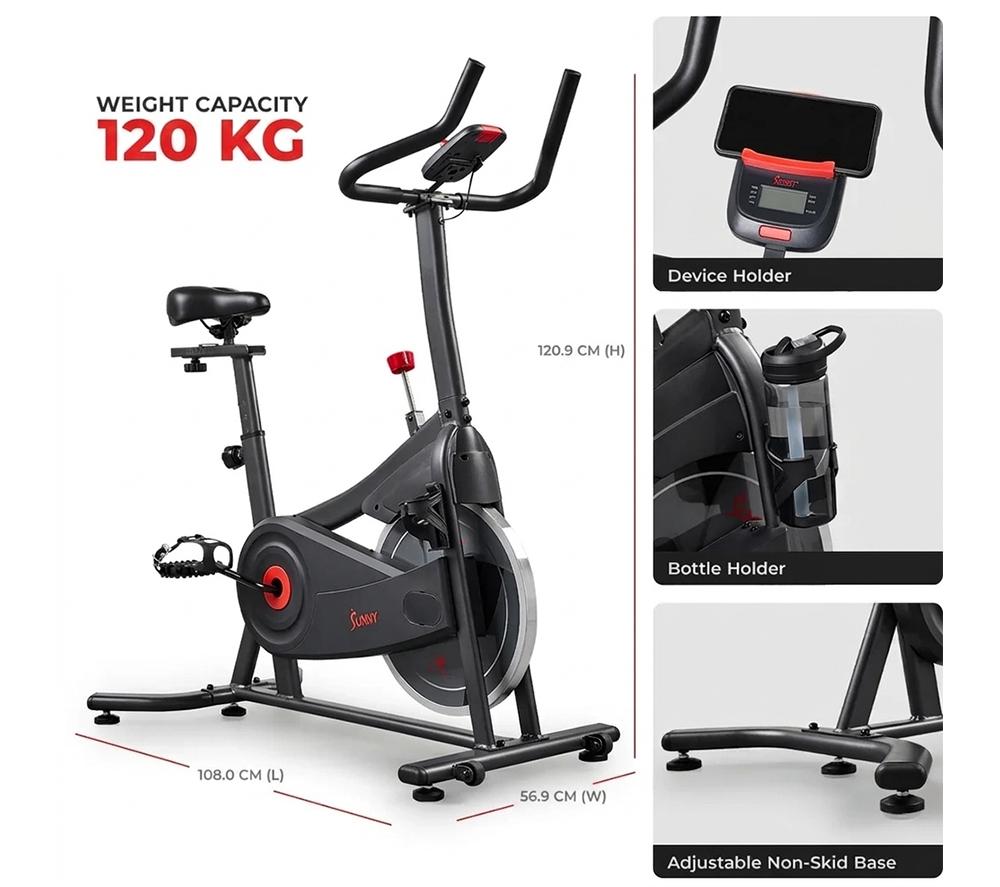 SUNNY HEALTH Active 100 Smart Bluetooth Magnetic Cycling Exercise Bike - Black image number 10 of 12