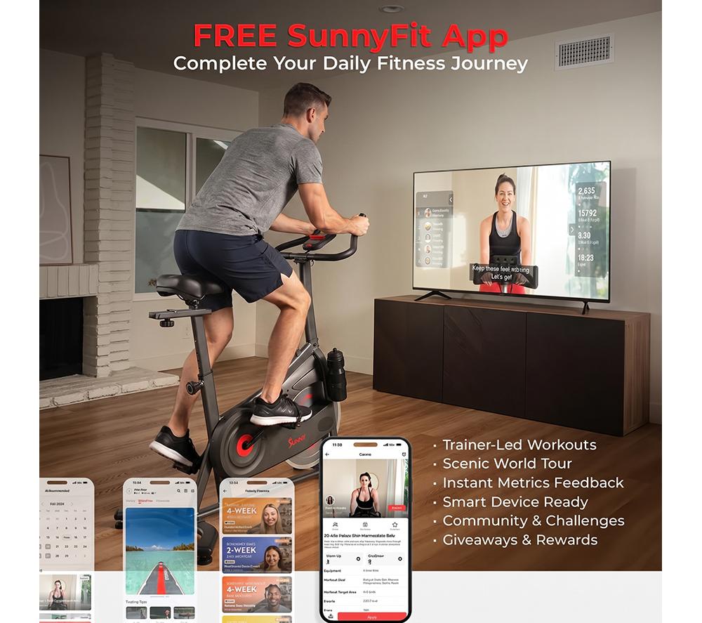 SUNNY HEALTH Active 100 Smart Bluetooth Magnetic Cycling Exercise Bike - Black image number 11 of 12