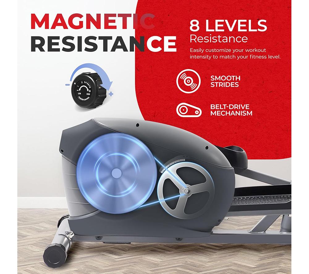 SUNNY HEALTH Performance Compact Elliptical Machine - Dark Grey image number 6 of 10