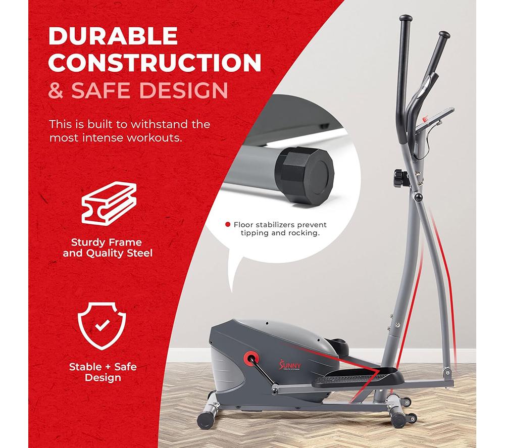 SUNNY HEALTH Performance Compact Elliptical Machine - Dark Grey image number 7 of 10