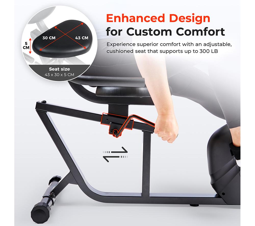 SUNNY HEALTH Smart Bluetooth Recumbent Exercise Bike - Black image number 5 of 7
