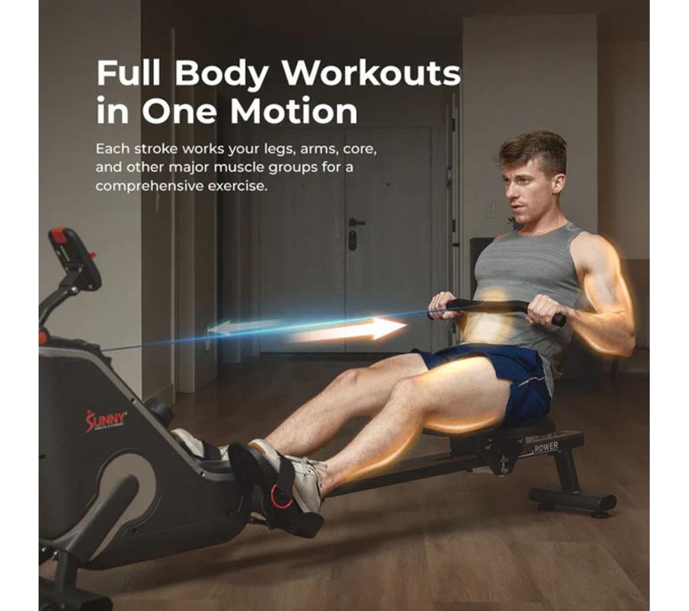 SUNNY HEALTH SF-RW523043 Smart Bluetooth Magnetic Rowing Machine - Black image number 5 of 9