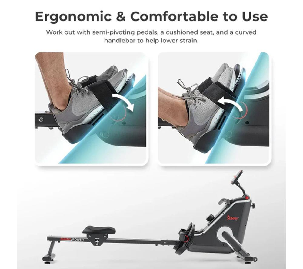 SUNNY HEALTH SF-RW523043 Smart Bluetooth Magnetic Rowing Machine - Black image number 8 of 9