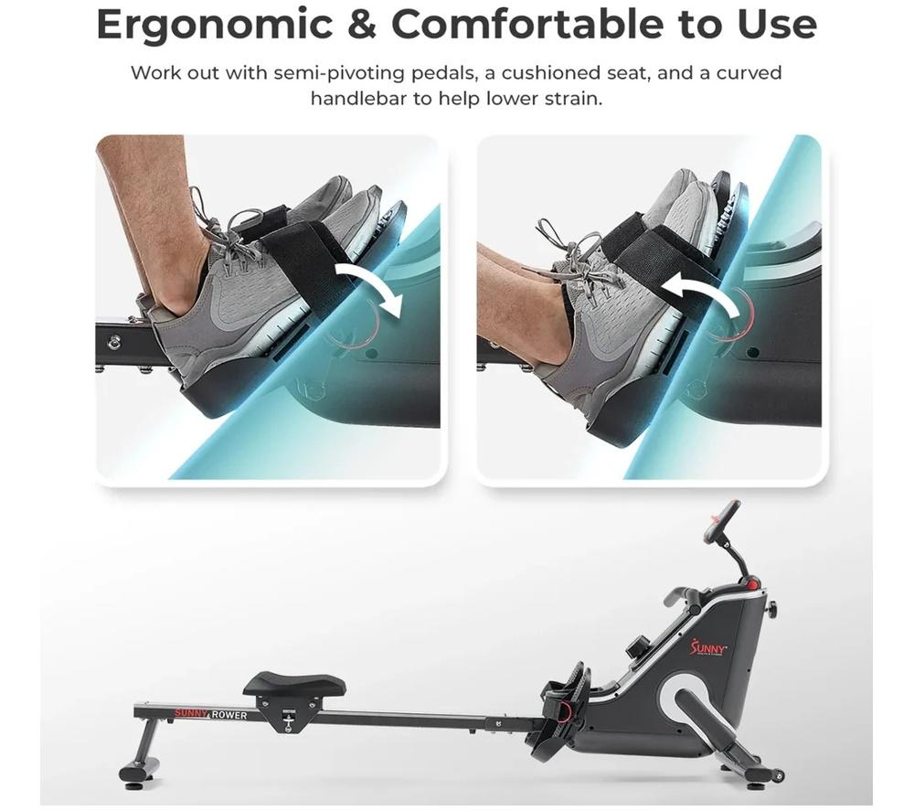 SUNNY HEALTH Smart Bluetooth Magnetic Rowing Machine - Black image number 10 of 13