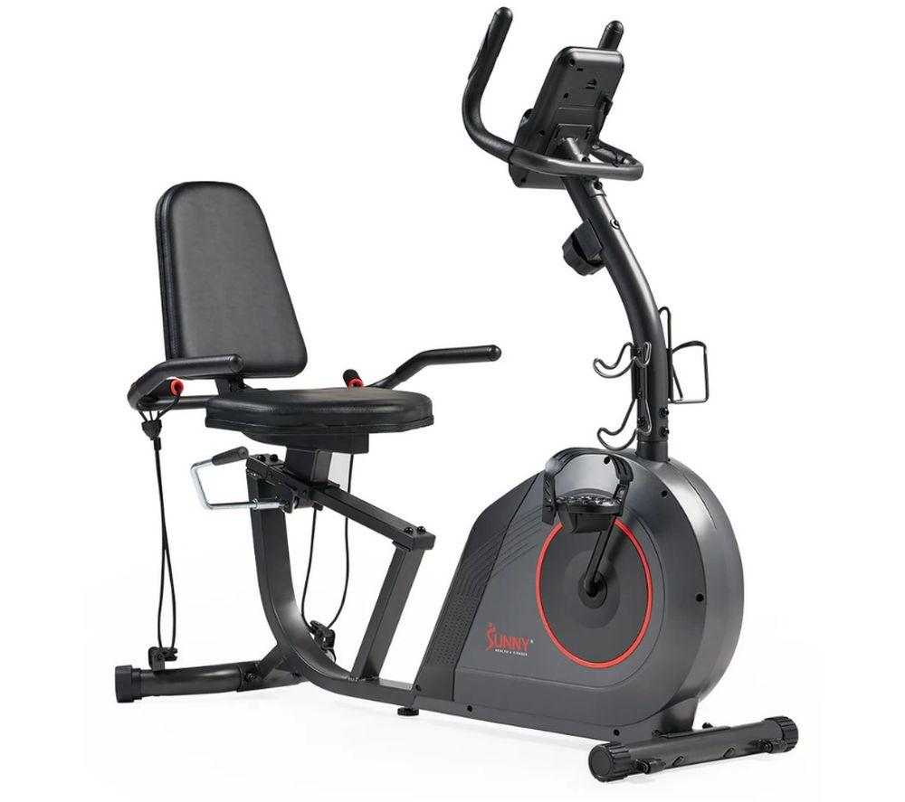 Sunny Health Smart Bluetooth Recumbent Exercise Bike - Black, Black