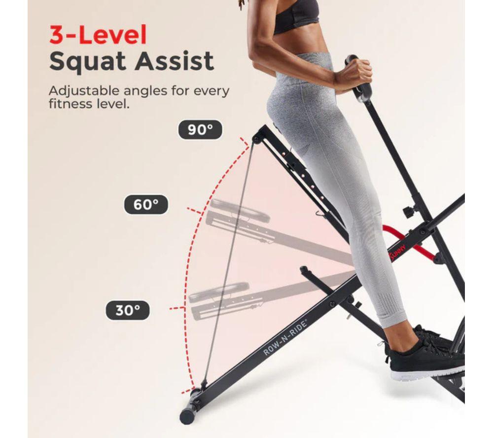 SUNNY HEALTH Smart Upright Row-N-Ride Squat Assist Trainer Machine - Black image number 4 of 6
