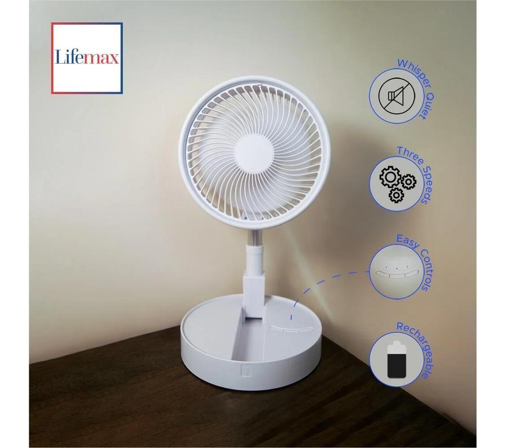 LIFEMAX 2208 Battery-Powered Foldable Fan - White image number 5 of 7