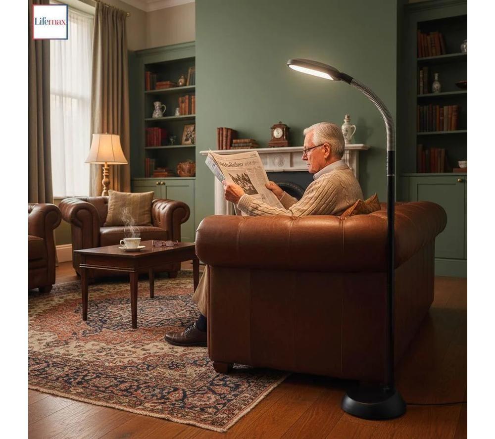 LIFEMAX Professional 2500F Reading Floor Light - Black image number 2 of 4