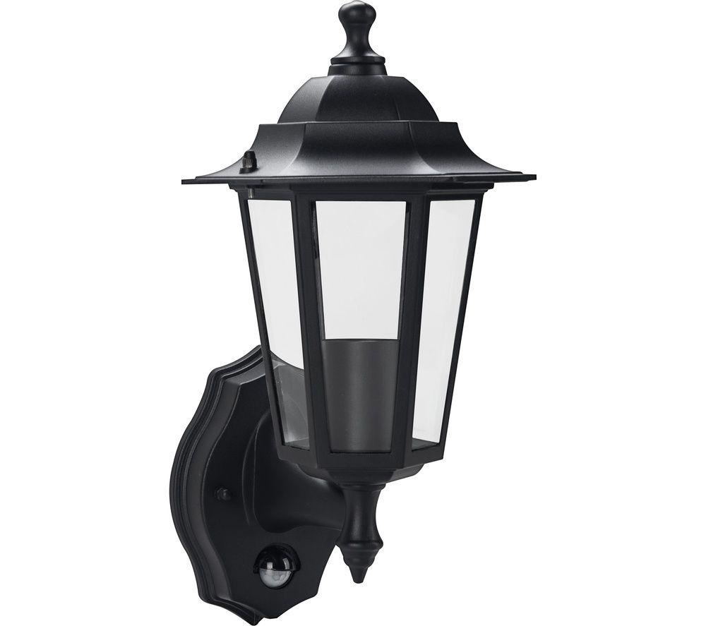 LUCECO LEXDCL6PB-02 Outdoor LED Wall Lantern with PIR Motion Sensor - Black