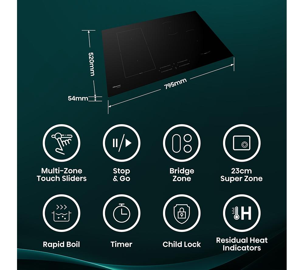 HISENSE HIC8422BSC 80cm Electric Induction Hob - Black image number 3 of 18