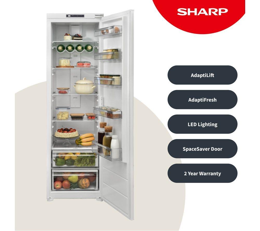 SHARP SJ-LE300E01X-EN Integrated Tall Larder Fridge - Sliding Hinge image number 3 of 5