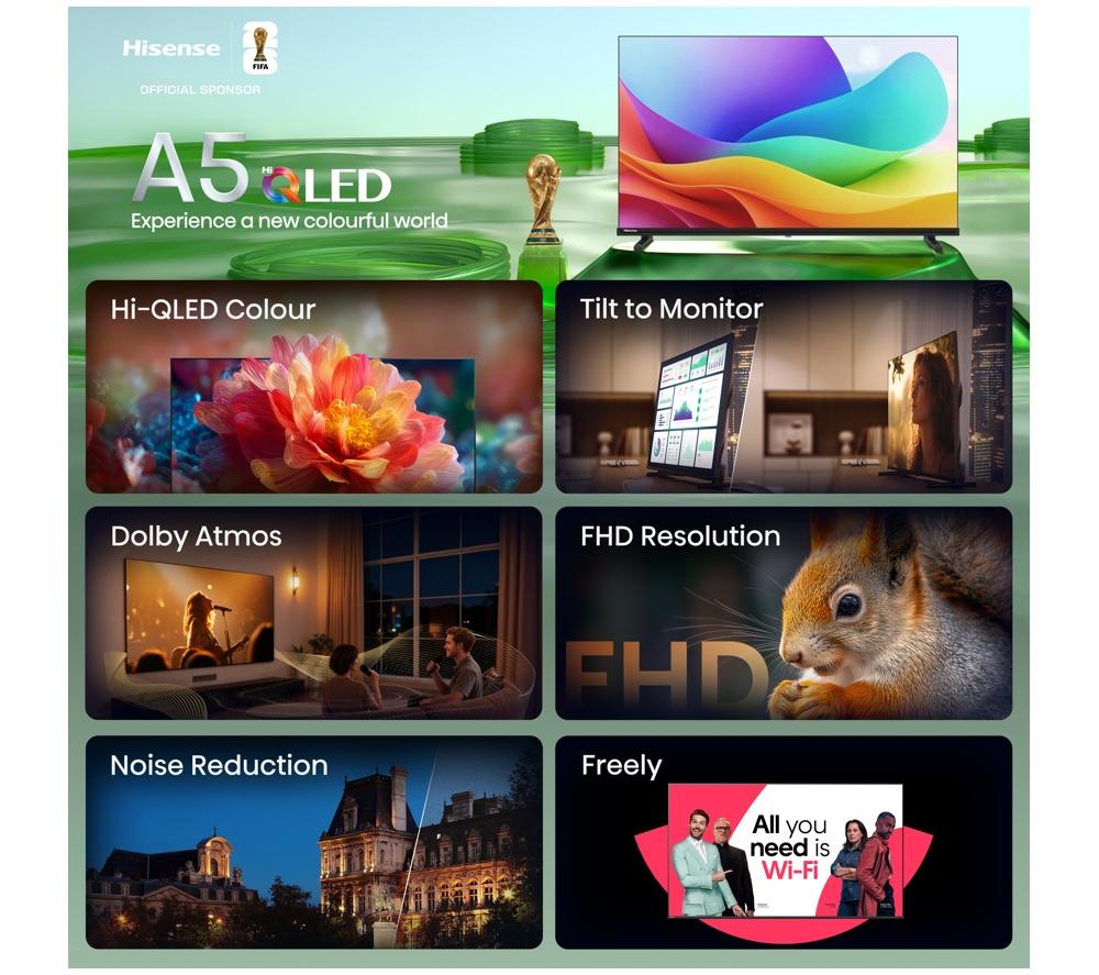 HISENSE A5S 32" QLED Full HD HDR Smart TV with Freely - 32A5STUK image number 3 of 14