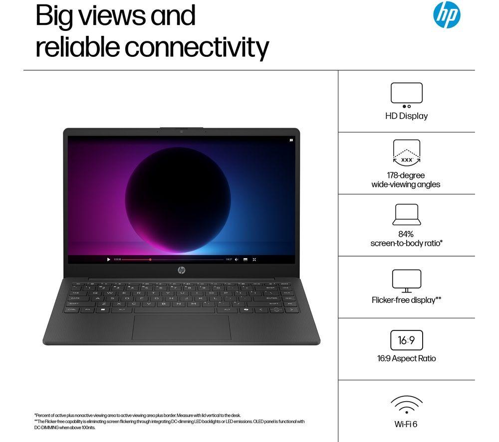HP 14-ep2501sa 14" Laptop - Intel&reg; N150, 128 GB UFS, Jet Black image number 7 of 8