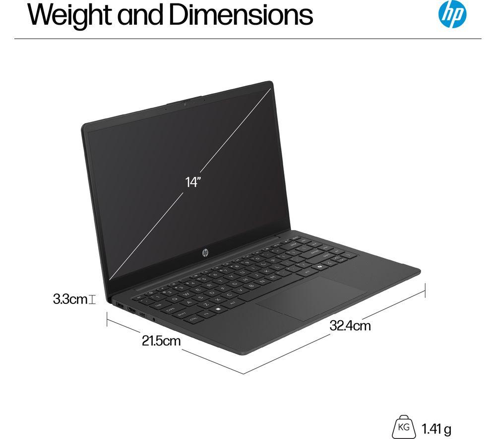 HP 14-ep2501sa 14" Laptop - Intel&reg; N150, 128 GB UFS, Jet Black image number 8 of 8