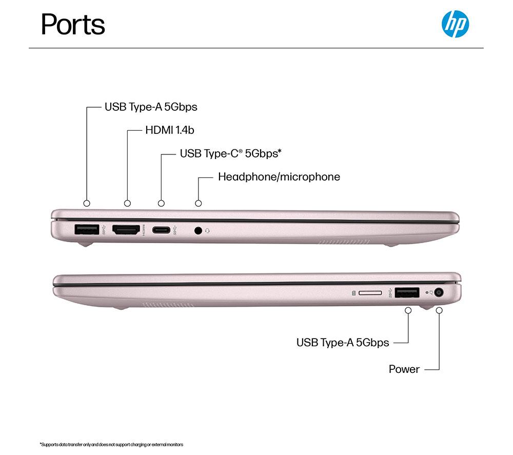 HP 14-ep2501sa 14" Laptop - Intel&reg; N150, 128 GB UFS, Jet Black image number 9 of 14