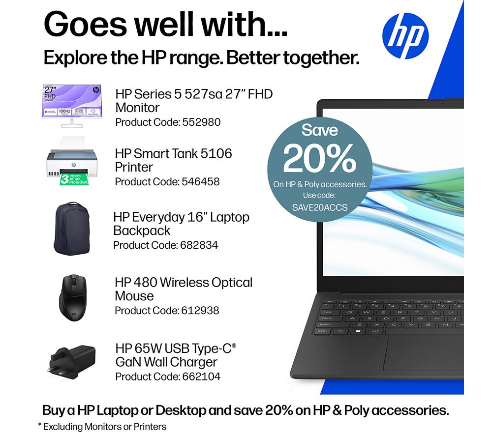 HP 15-fd1505sax 15.6" Laptop - Intel&reg; Core&trade; 5, 512 GB SSD, Black image number 2 of 21