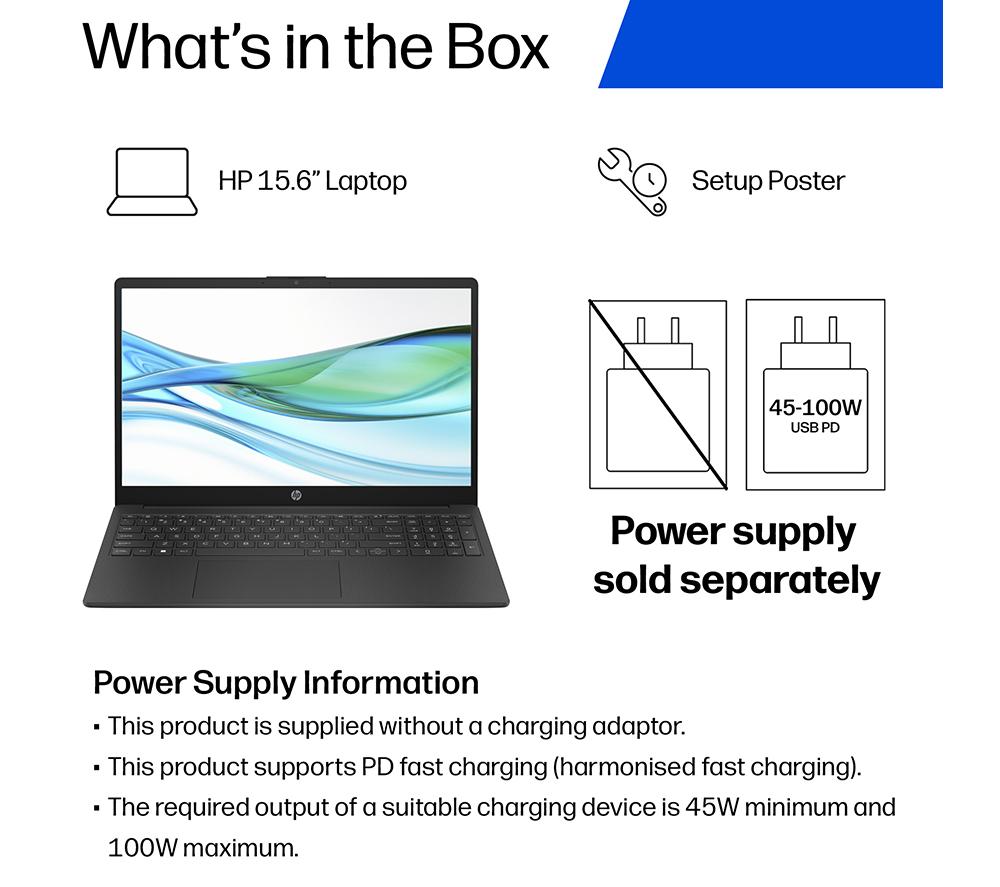 HP 15-fd1505sax 15.6" Laptop - Intel&reg; Core&trade; 5, 512 GB SSD, Black image number 3 of 21