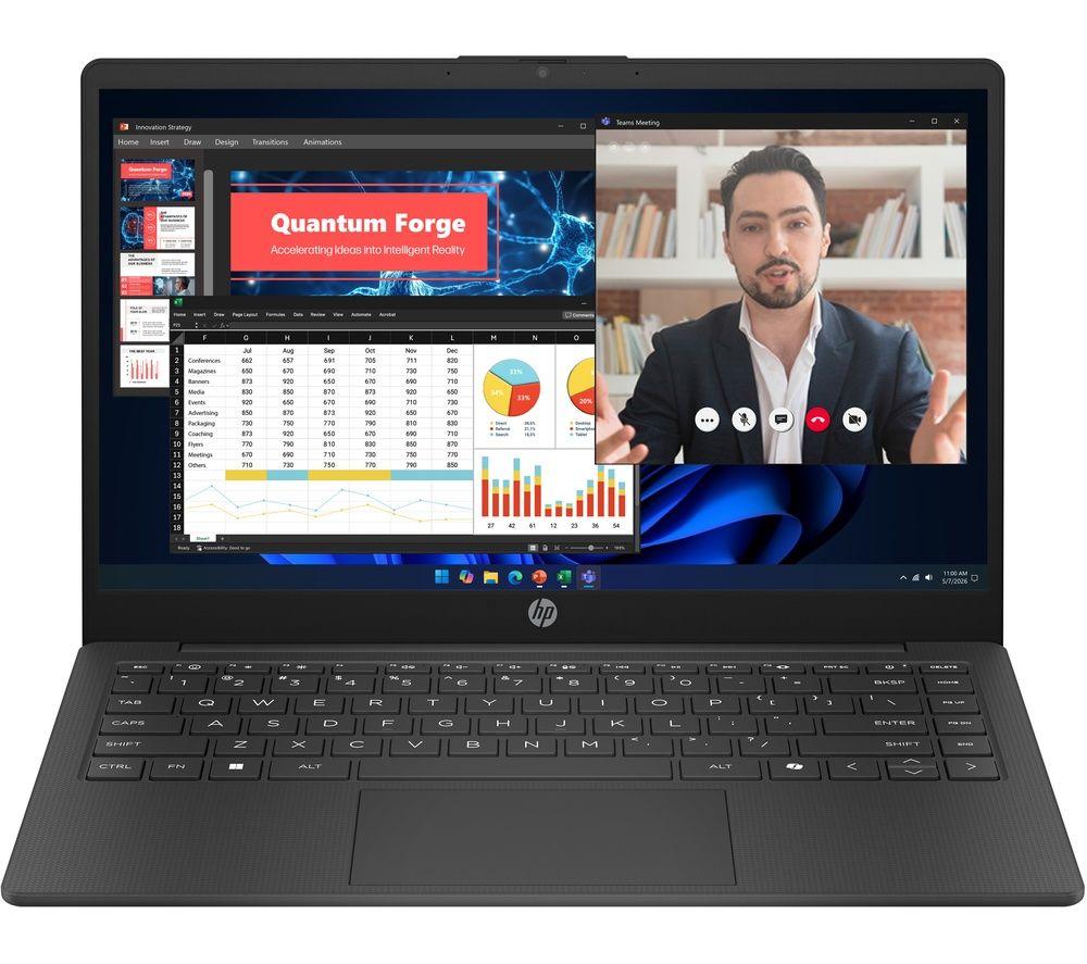 HP 14-ep2500sa 14" Laptop - Intel&reg; N150, 128 GB UFS, Jet Black image number 2 of 5