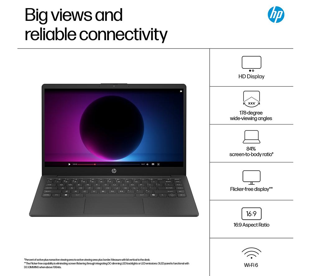 HP 14-ep2500sa 14" Laptop - Intel&reg; N150, 128 GB UFS, Jet Black image number 7 of 14