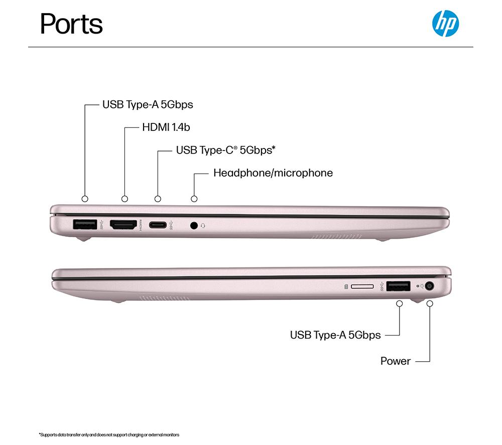HP 14-ep2500sa 14" Laptop - Intel&reg; N150, 128 GB UFS, Jet Black image number 9 of 14