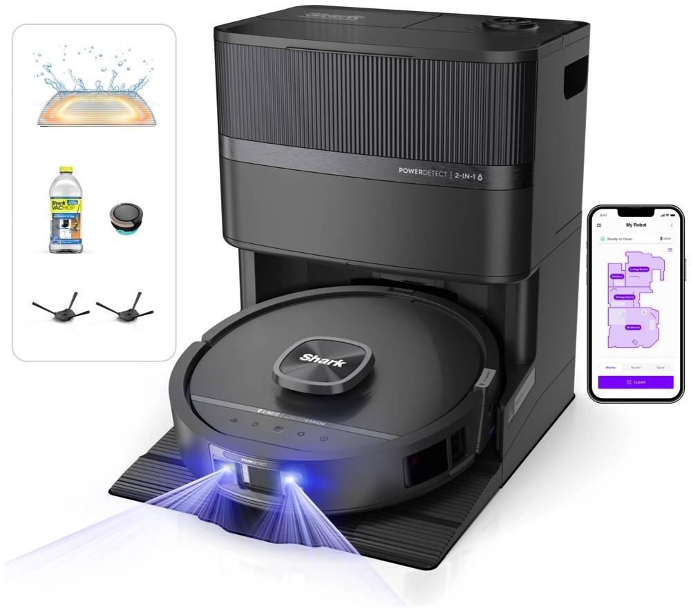 Shark Powerdetect Uv Reveal Rv3000xeuk Robot Vacuum Cleaner  Black, Black