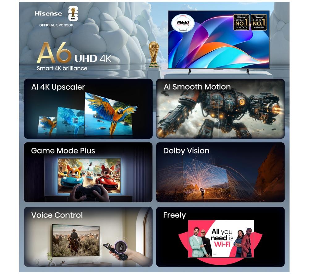 HISENSE A6S 50" LED 4K HDR Smart TV with Freely - 50A6STUK image number 3 of 15