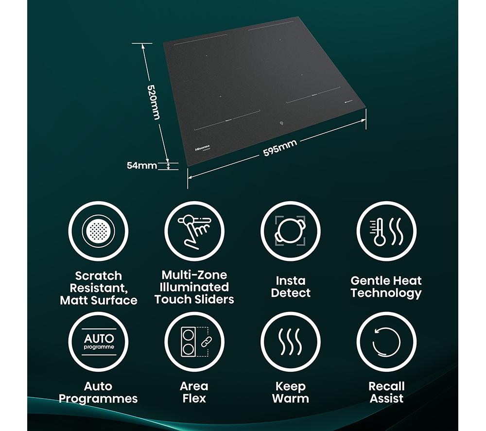 HISENSE Hi8 HI6443SRWF 60 cm Electric Induction Hob - Matte Black image number 3 of 26
