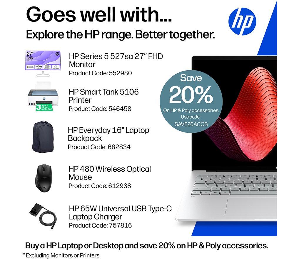 HP OmniBook 5 16" Laptop - AMD Ryzen AI 5, 256 GB SSD, Silver image number 3 of 27