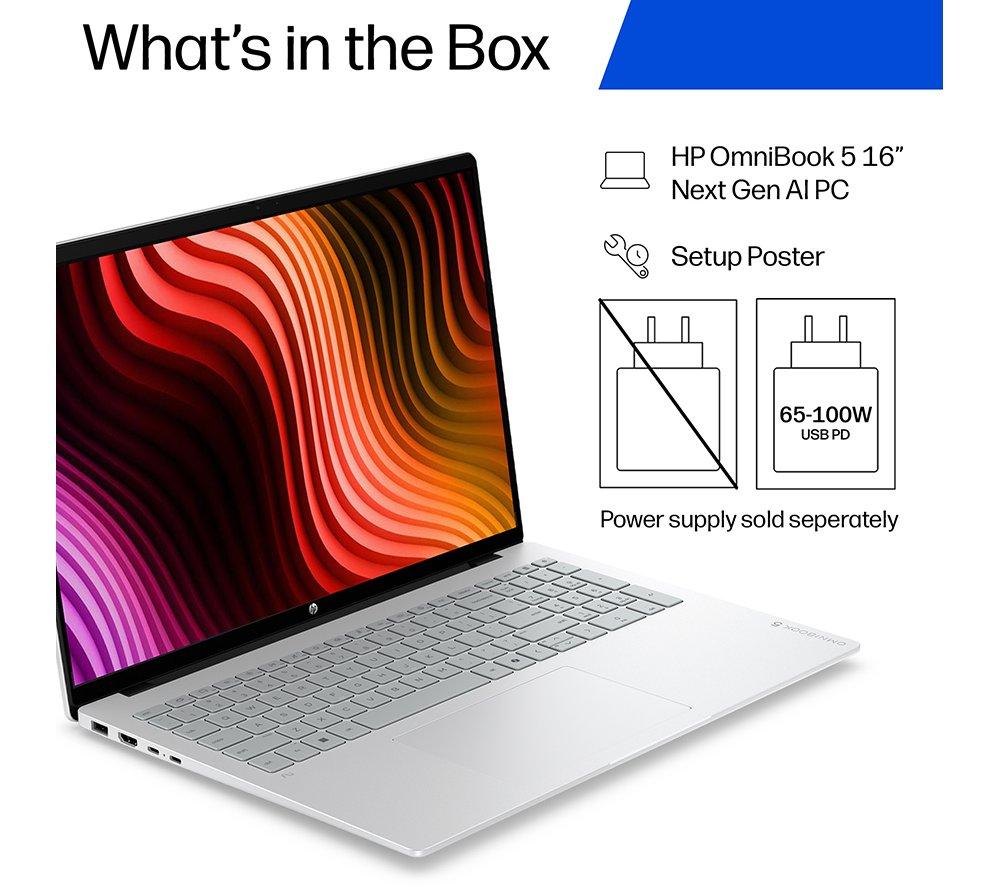HP OmniBook 5 16" Laptop - AMD Ryzen AI 5, 256 GB SSD, Silver image number 4 of 27
